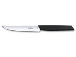 Victorinox Steakmesser Swiss Modern gerader Schliff, 1 Stück, Schwarz