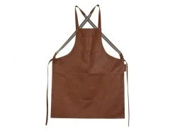 Dutchdeluxes Grillschürze mit Hosenträger, Leder, Braun