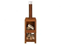 Esschert Design Terrassenofen mit Holzlager, Rostbraun