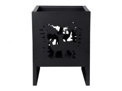 Esschert Design Feuerkorb Quadratisch mit Hirsch, Schwarz