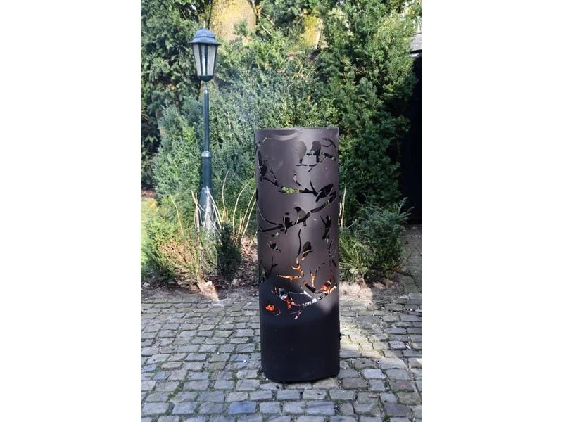 Esschert Design Feuertonne Vögel auf Ast 2 Esschert Design Feuertonne Vögel auf Ast – Bild 2