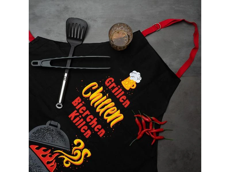 Sheepworld Kochschürze Grillen, Chillen, Bierchen killen Schwarz 3 Sheepworld Kochschürze Grillen, Chillen, Bierchen killen Schwarz – Bild 3