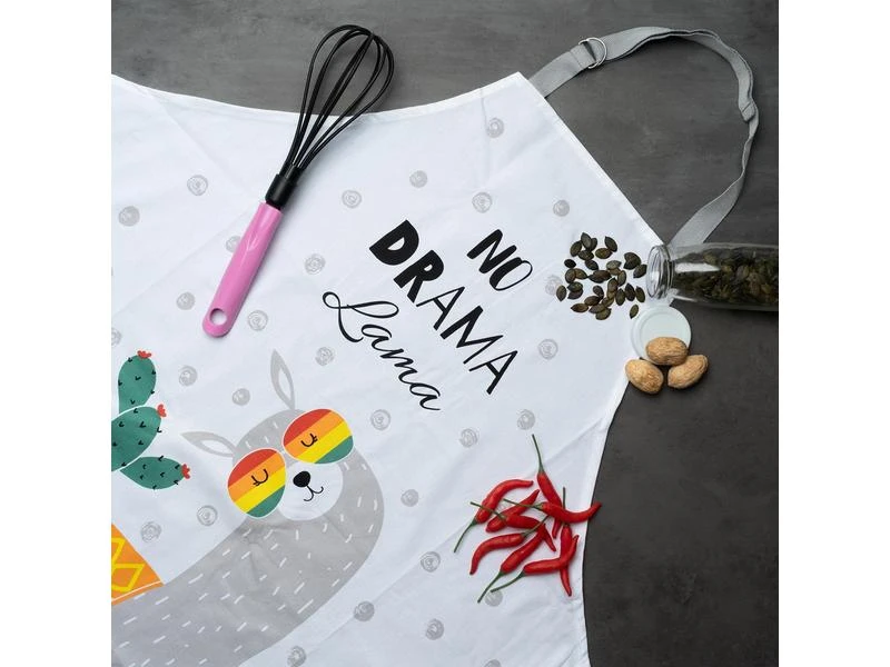 Sheepworld Kochschürze No Drama Lama Grün/Weiss 3 Sheepworld Kochschürze No Drama Lama Grün/Weiss – Bild 3
