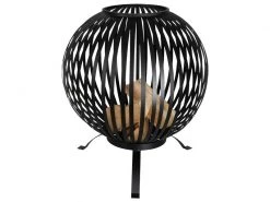 Esschert Design Feuerschale Ball Streifen, Ø 59.2 cm, Schwarz