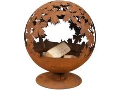 Esschert Design Feuerschale Ball Blätter, Ø 55.8 cm, Rost